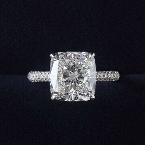 *New 925 Silver Square Diamond Ring, cute Ring, shiny Ring. - Picture 4 of 4